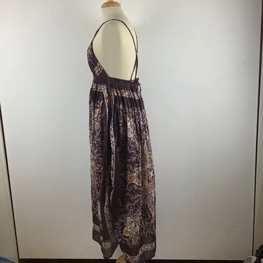Y2k babydoll Crisscross spaghetti strap halter top lined cotton maxi dress. Sz L